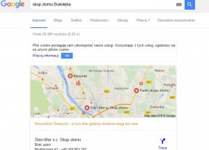 link do firmy w górnych wynikach wyszukiwania Google, wizytowka firmy na Google Maps